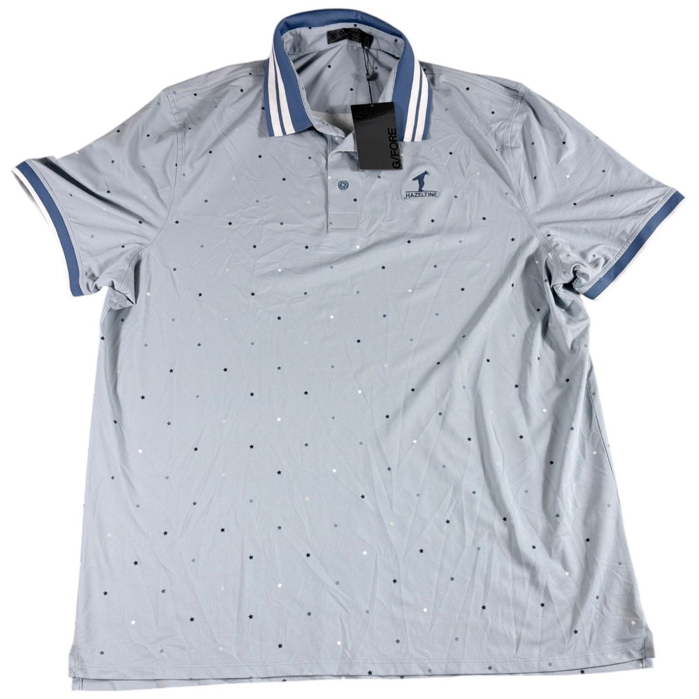 G/FORE Golf Polo Men XXL Blue New Premium Lightweight Hazeltine Star Print